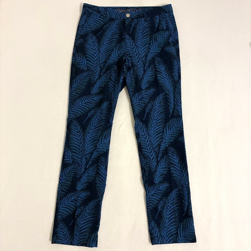 Bonobos Golf Pants Men's 34x32 Slim Palm Leaf AOP Vacation Preppy Performance
